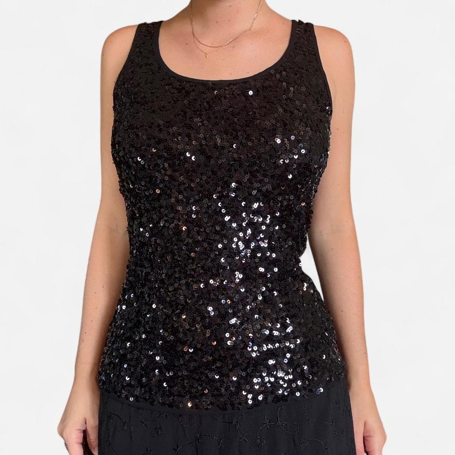 Black sequin tank top