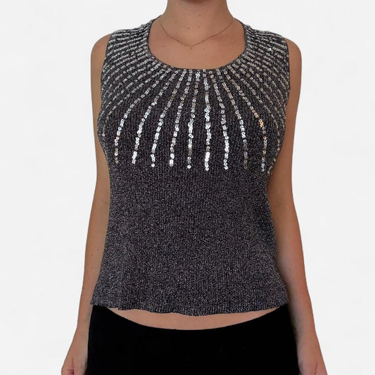 Sparkly silver beaded tank top