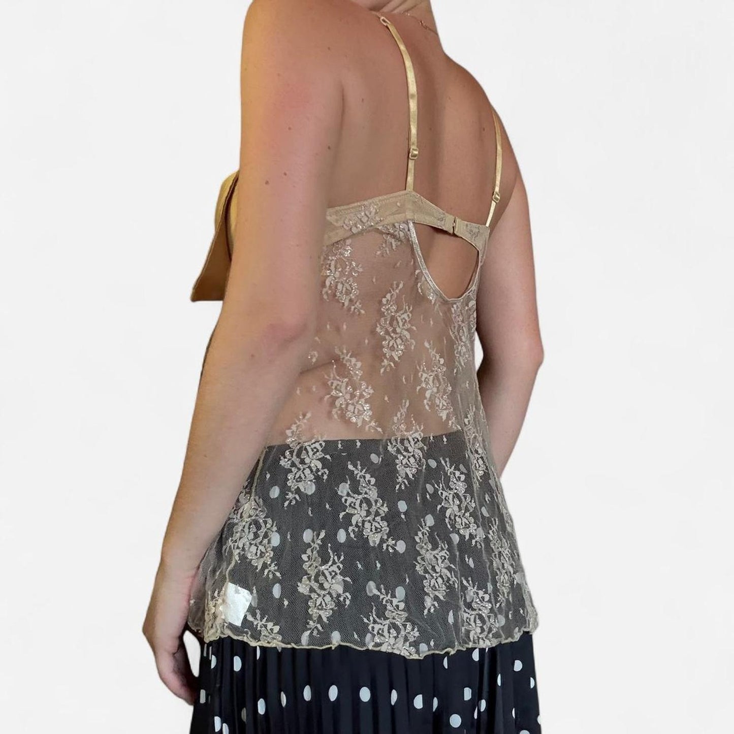 Tan silk and lace cami