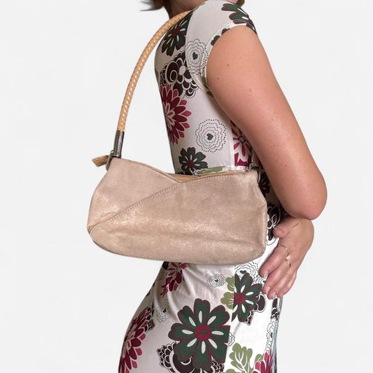 Tan and cream vintage shoulder bag