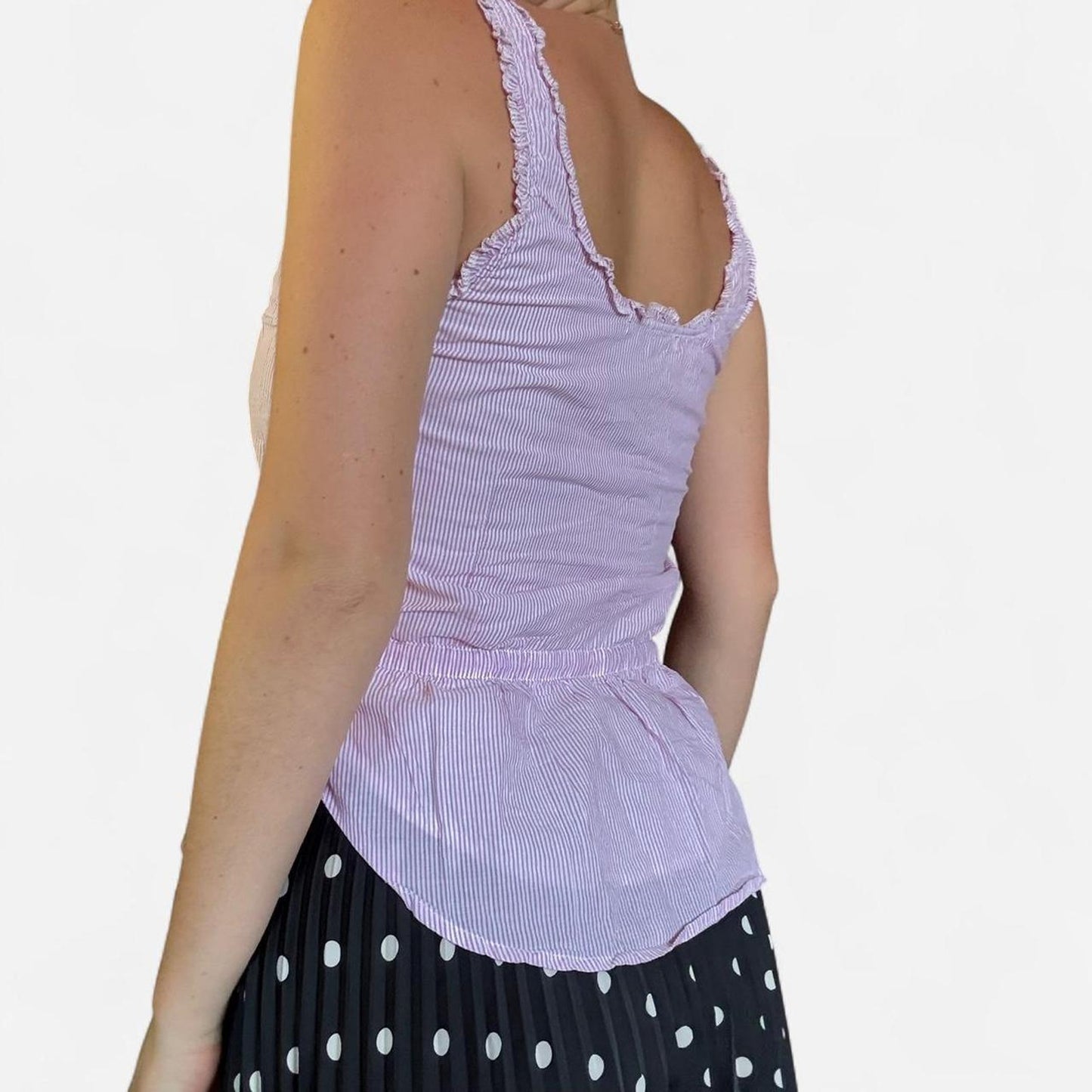 Pink and white striped tank top