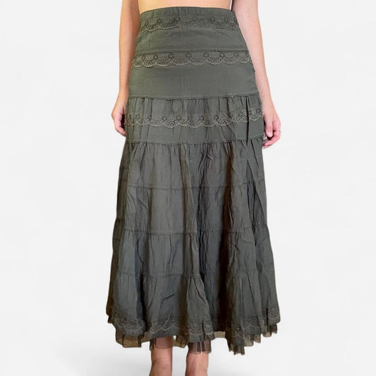 Olive green maxi skirt